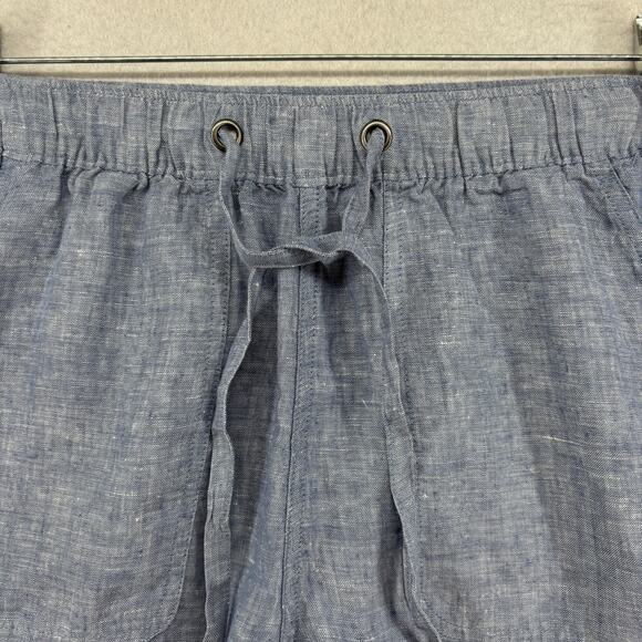 C&C CALIFORNIA Shorts S 100% Linen Chambray Elastic Waist Coastal Boho Blue NEW - Picture 4 of 16